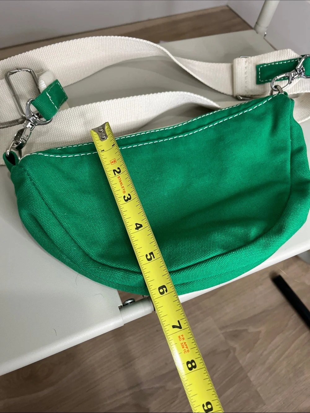 Lands' End Green Canvas Crossbody with White Strap
